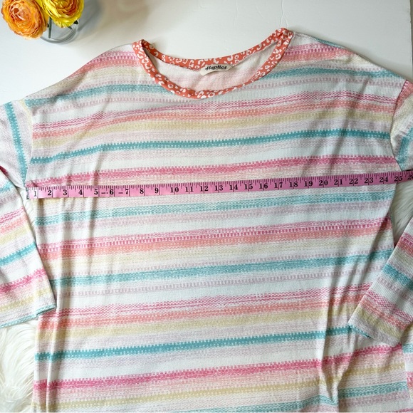 HAPTICS by Holly Harper Sweater Striped Pastel Cheetah Lightweight 1X - Picture 5 of 7